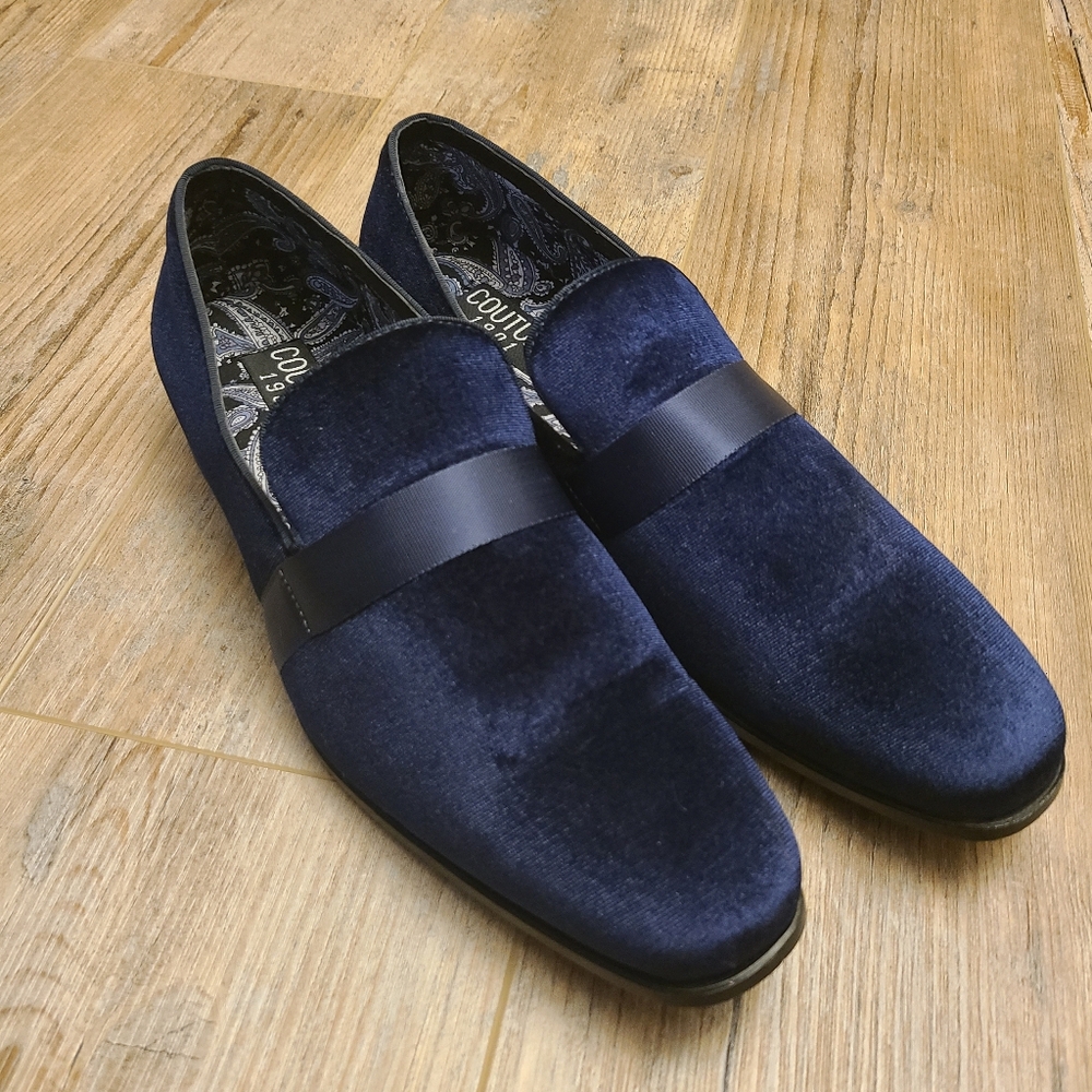 Couture 1901 Blue Velvet Shoes Men's Sz 12